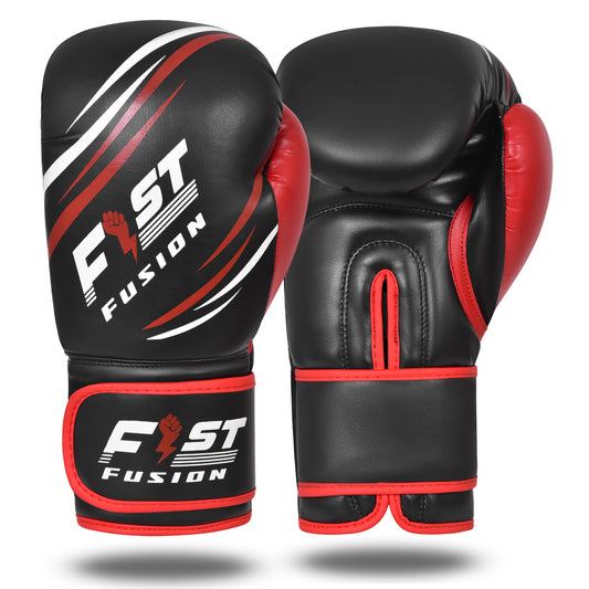 Unisex Adult Boxing Gloves, Pro Training Sparring, Maya Hide Leather, Muay Thai MMA Kickboxing Multi Layered, 8oz-14oz (Black/Red)