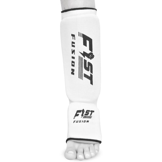 FF Muay Thai Shin in Step, Kickboxing MMA Boxing Training Sparring Leg Foot Guards Cotton Cloth Elasticated Pair