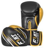 Boxing Gloves, Pro Training Sparring, Maya Hide Leather, Muay Thai MMA Kickboxing, Unisex Adult Multi Layered, 8oz-14oz (Black/Gold)