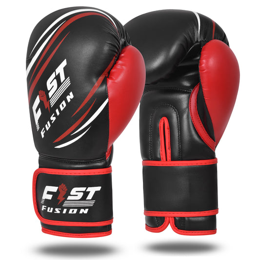 Unisex Adult Boxing Gloves, Pro Training Sparring, Maya Hide Leather, Muay Thai MMA Kickboxing Multi Layered, 8oz-14oz (Black/Red)