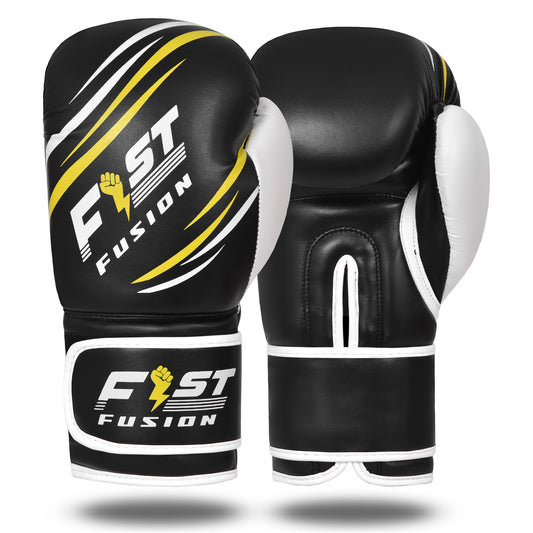 Boxing Gloves, Pro Training Sparring, Maya Hide Leather, Muay Thai MMA Kickboxing, Unisex Adult Multi Layered, 8oz-14oz (Black/White)