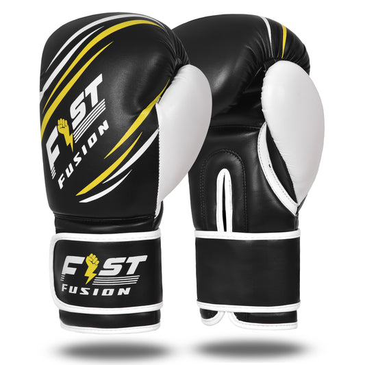 Boxing Gloves, Pro Training Sparring, Maya Hide Leather, Muay Thai MMA Kickboxing, Unisex Adult Multi Layered, 8oz-14oz (Black/White)