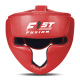 Boxing Head Guard, Maya Hide Leather Headgear Protection for Kickboxing Muay Thai MMA Training Taekwondo, Padded Guards, Adjustable-Red
