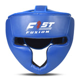 Boxing Head Guard, Maya Hide Leather Headgear Protection for Kickboxing Muay Thai MMA Training Taekwondo, Padded Guards, Adjustable-Blue