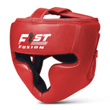Boxing Head Guard, Maya Hide Leather Headgear Protection for Kickboxing Muay Thai MMA Training Taekwondo, Padded Guards, Adjustable-Red