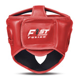 Boxing Head Guard, Maya Hide Leather Headgear Protection for Kickboxing Muay Thai MMA Training Taekwondo, Padded Guards, Adjustable-Red