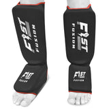 FF Muay Thai Shin in Step, Kickboxing MMA Boxing Training Sparring Leg Foot Guards Cotton Cloth Elasticated Pair-Black