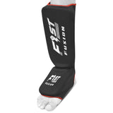 FF Muay Thai Shin in Step, Kickboxing MMA Boxing Training Sparring Leg Foot Guards Cotton Cloth Elasticated Pair-Black