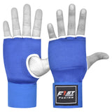 Boxing Inner Gloves Cotton Cloth Stretchable Gel Padded Kickboxing MMA Training Gloves Long Wrist Support Gloves-Blue