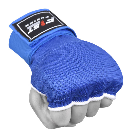 Boxing Inner Gloves Cotton Cloth Stretchable Gel Padded Kickboxing MMA Training Gloves Long Wrist Support Gloves-Blue