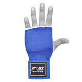 Boxing Inner Gloves Cotton Cloth Stretchable Gel Padded Kickboxing MMA Training Gloves Long Wrist Support Gloves-Blue