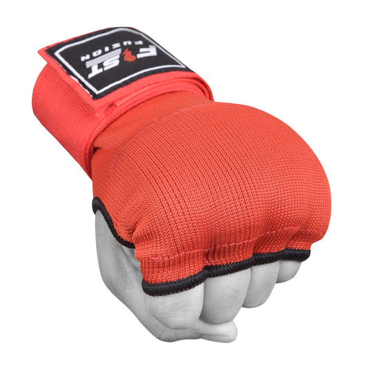 Boxing Inner Gloves Cotton Cloth Stretchable Gel Padded Kickboxing MMA Training Gloves Long Wrist Support Gloves-Red