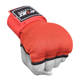 Boxing Inner Gloves Cotton Cloth Stretchable Gel Padded Kickboxing MMA Training Gloves Long Wrist Support Gloves-Red