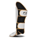 FF MMA Shin Guards Padded Muay Thai Leg Guards with Instep Protection for Kickboxing Training Sparring x2 Pink White-Gold